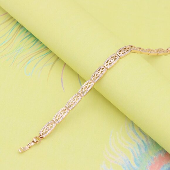 "Elegant Rose Gold Bracelet with Crystal Accents, XPBL0911 - Picture 6 of 12